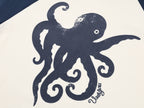 Raglan sleeve t-shirt with undersea octopus