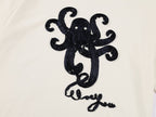 T-shirt with 3d tape embroidered undersea octopus