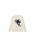T-shirt with 3d tape embroidered undersea octopus
