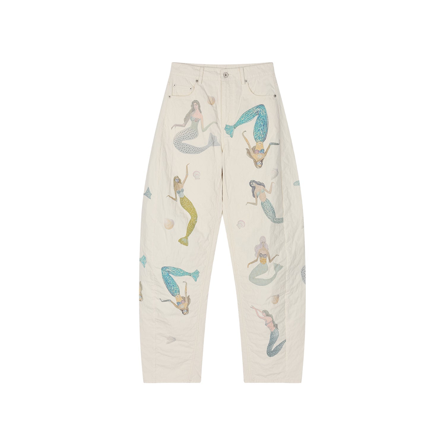 Mermaid gourd-quilted curved pants