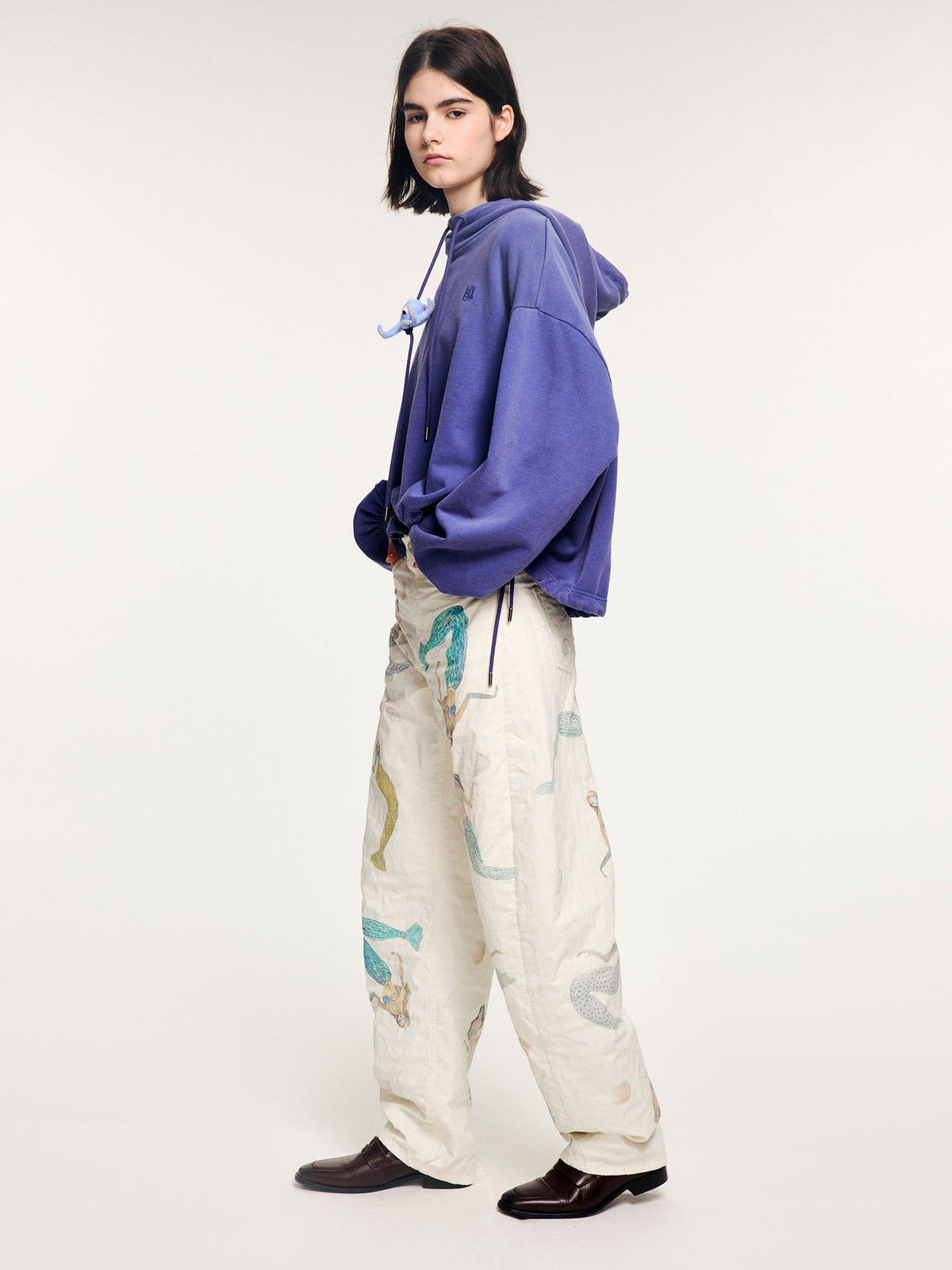 Mermaid gourd-quilted curved pants