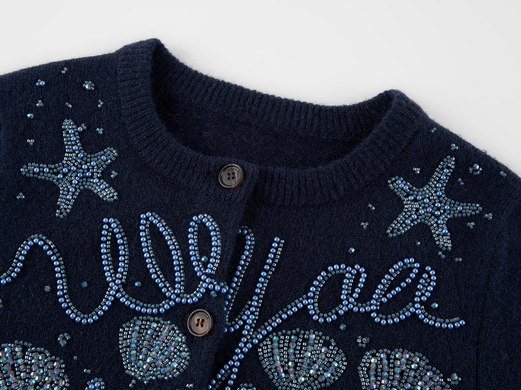 Hand-embroidered beaded fantasy undersea cardigan