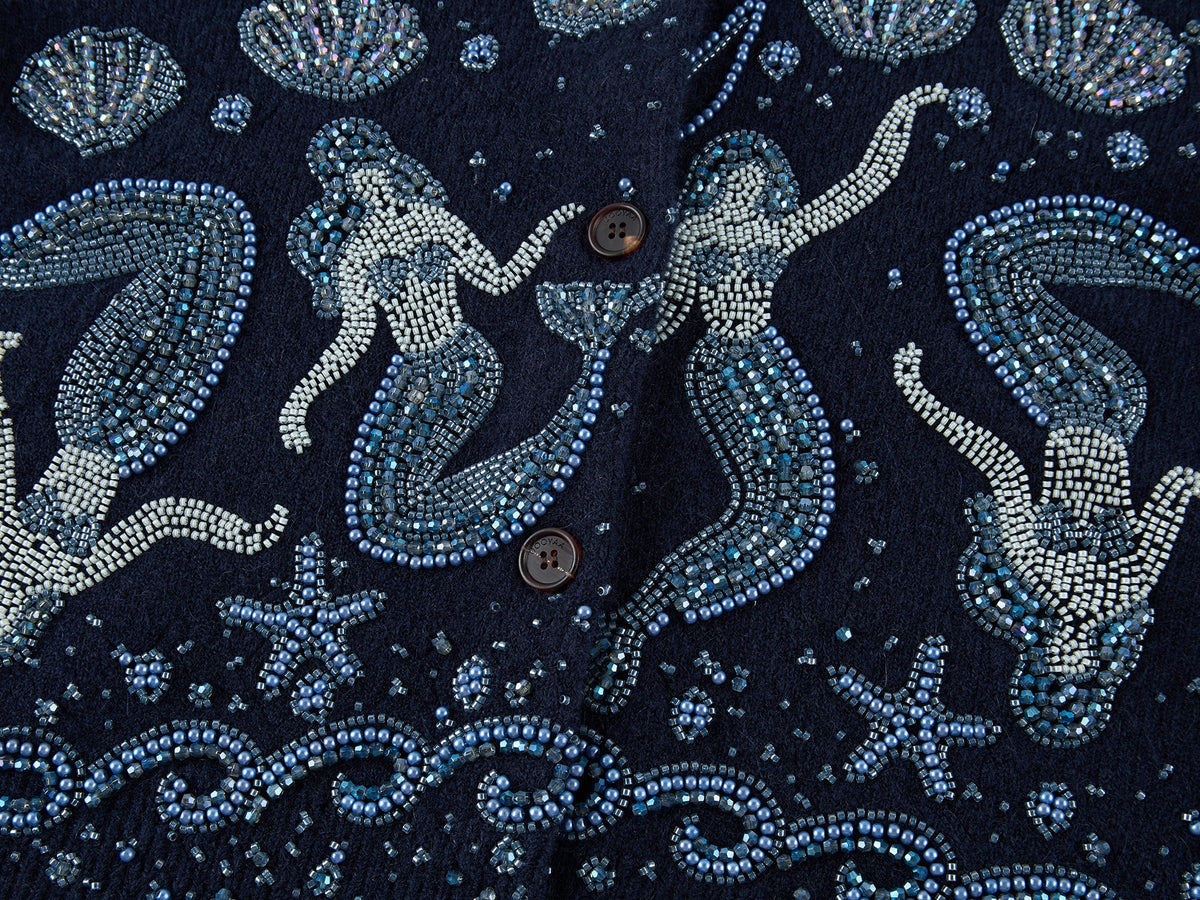 Hand-embroidered beaded fantasy undersea cardigan