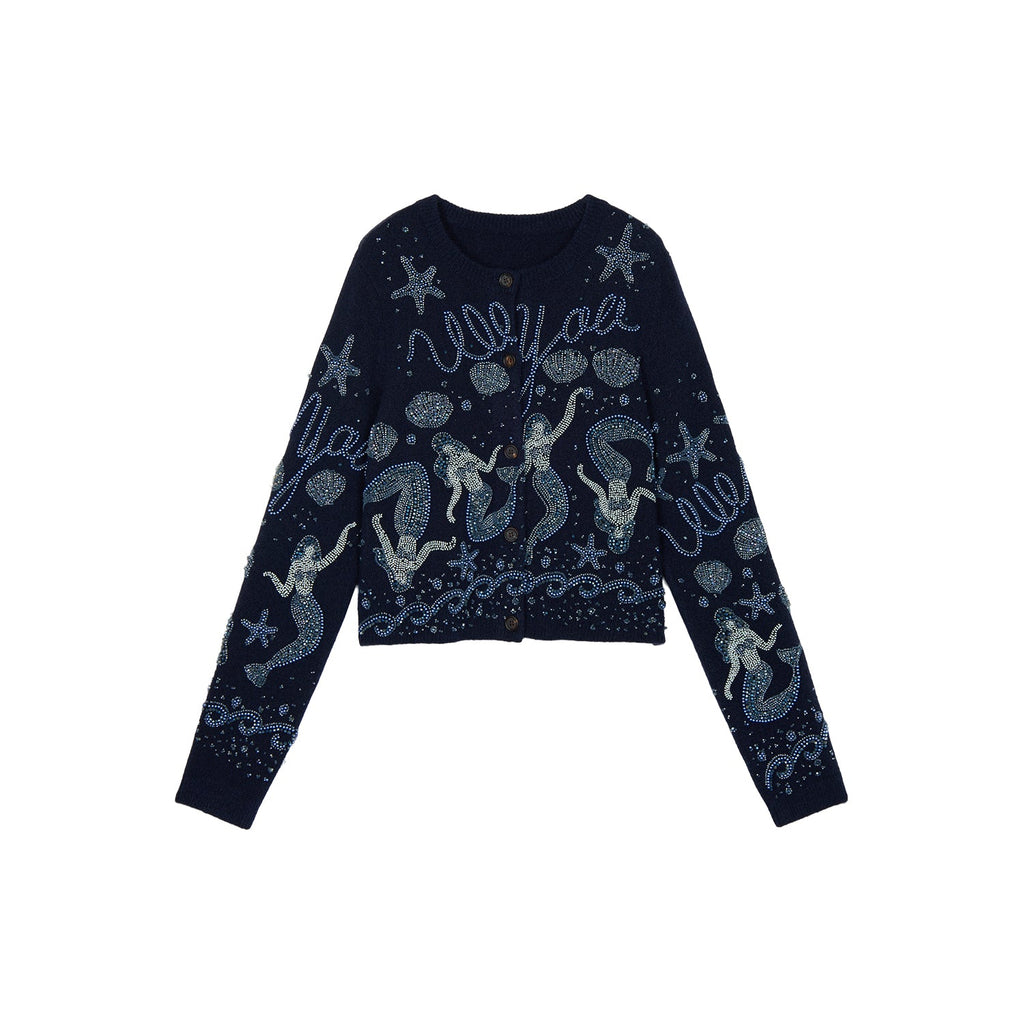 Hand-embroidered beaded fantasy undersea cardigan