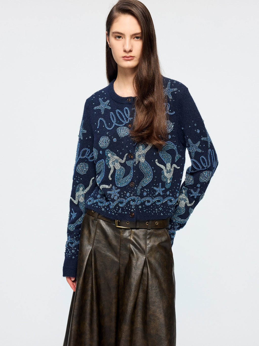 Hand-embroidered beaded fantasy undersea cardigan