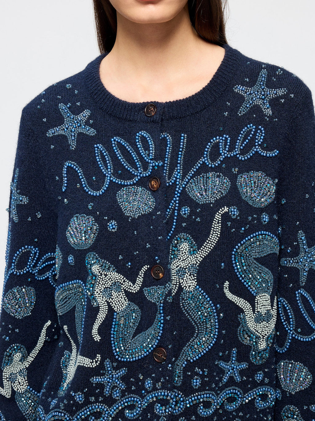 Hand-embroidered beaded fantasy undersea cardigan