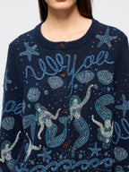 Hand-embroidered beaded fantasy undersea cardigan