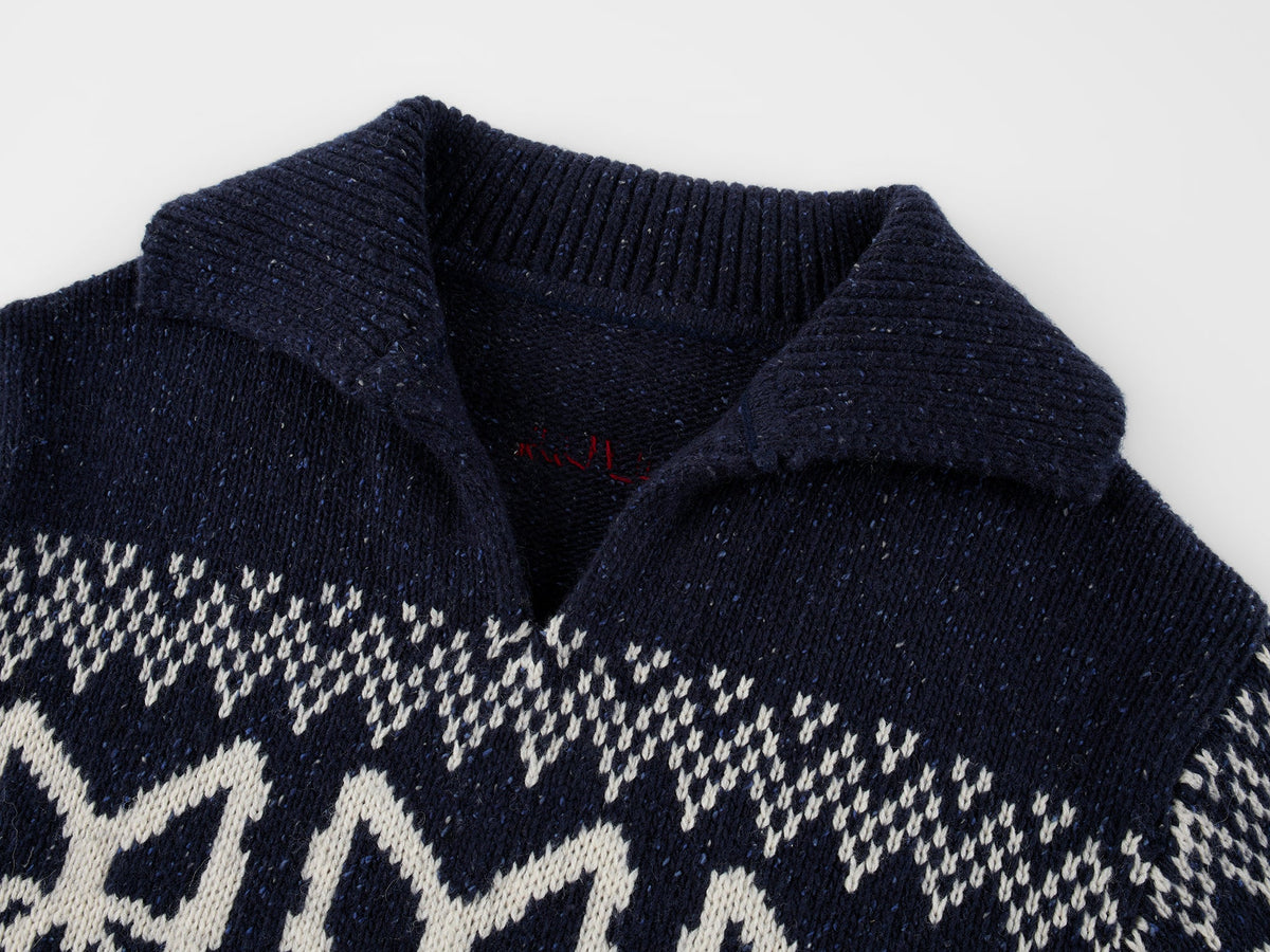 Fair isle bow collar pullover