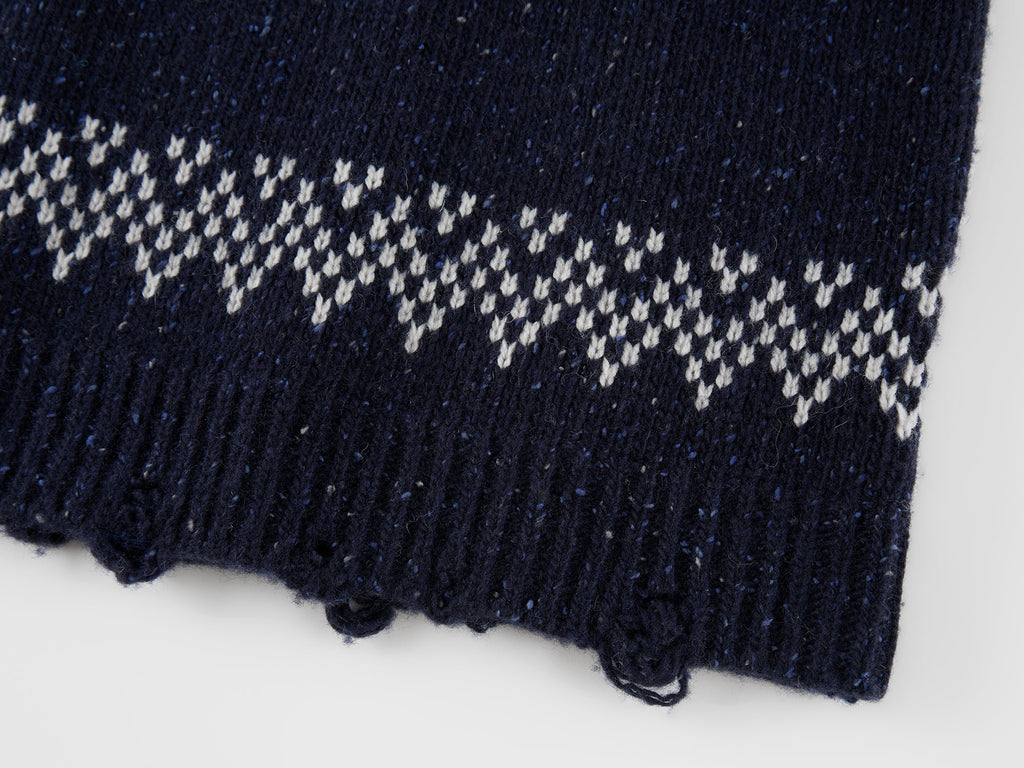 Fair isle bow collar pullover