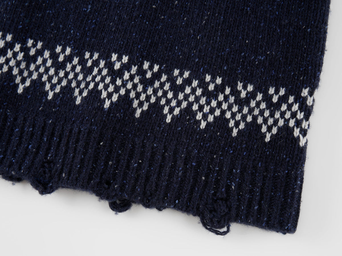 Fair isle bow collar pullover
