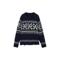 Fair isle bow collar pullover