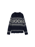 Fair isle bow collar pullover