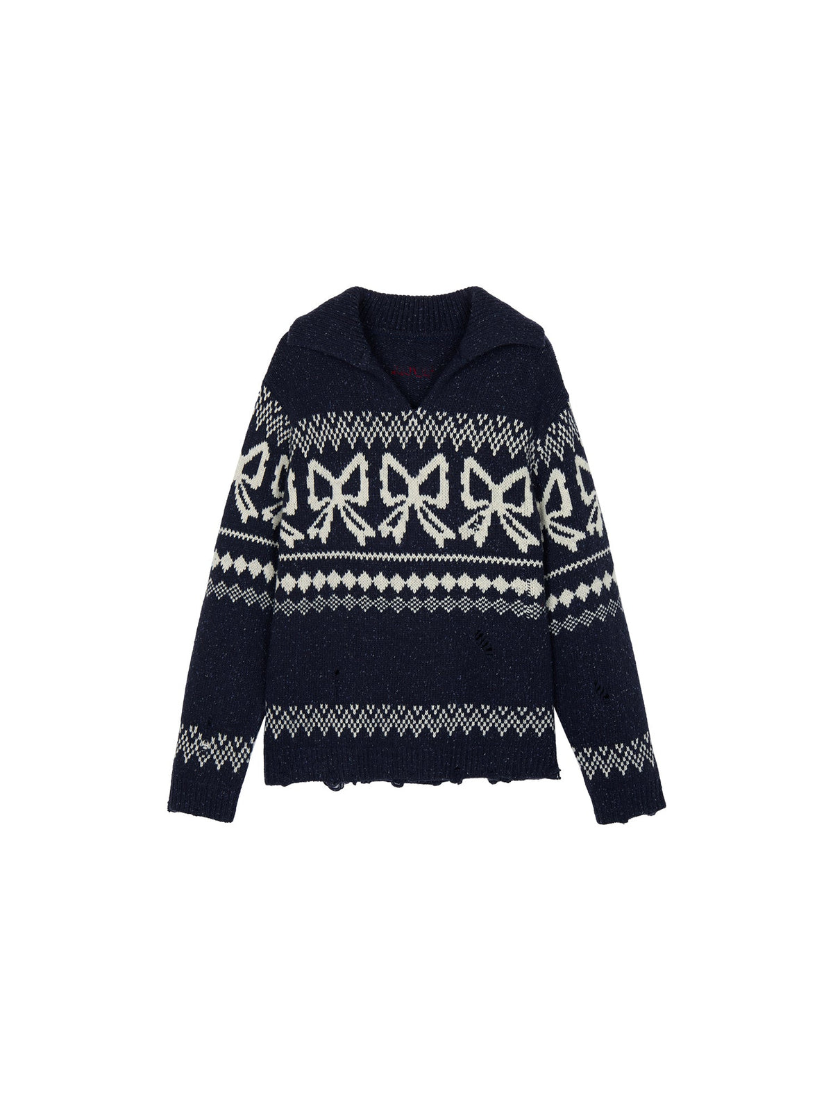 Fair isle bow collar pullover