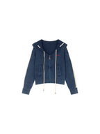Sailor collar drawstring cardigan