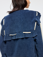 Sailor collar drawstring cardigan