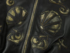 Rubbed leather jacket with fantasy undersea appliqué