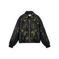 Rubbed leather jacket with fantasy undersea appliqué