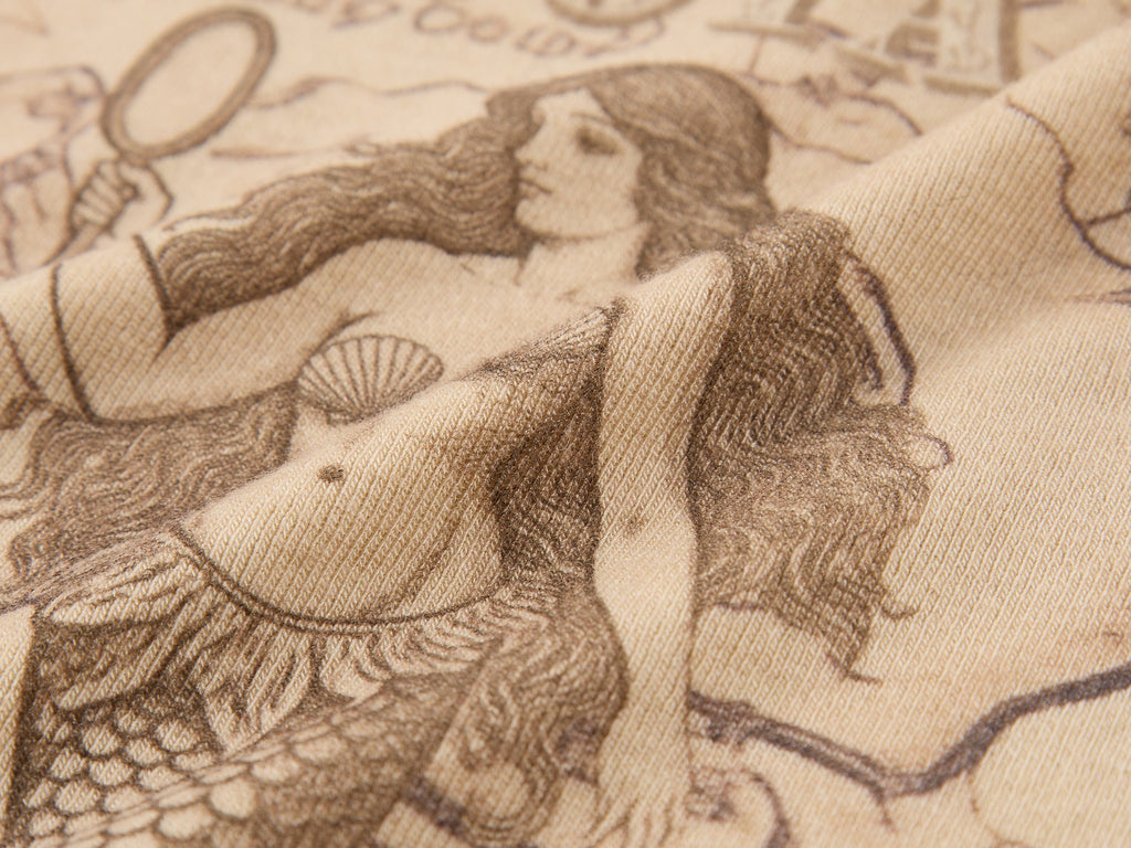Tencel wool vintage map long sleeve t-shirt