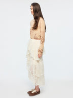 Tencel wool vintage map long sleeve t-shirt
