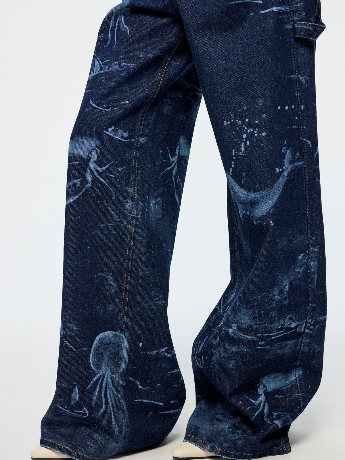 Laser-etched fantasy undersea carpenter jeans