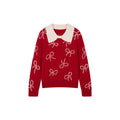 Beaded embroidered bow pullover