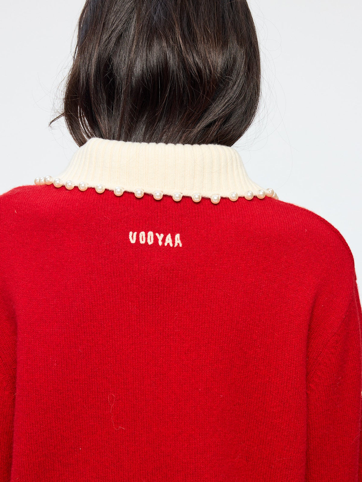 Beaded embroidered bow pullover