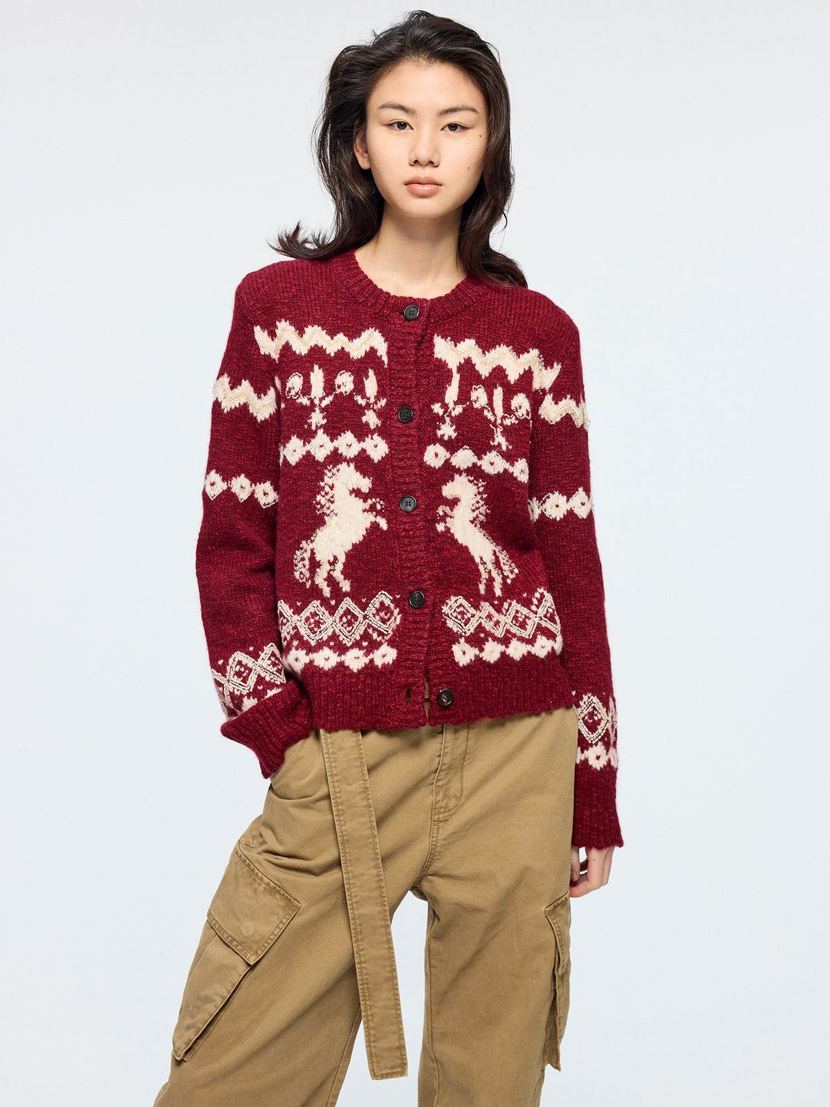 Year of the Horse limited beaded fair isle cardigan