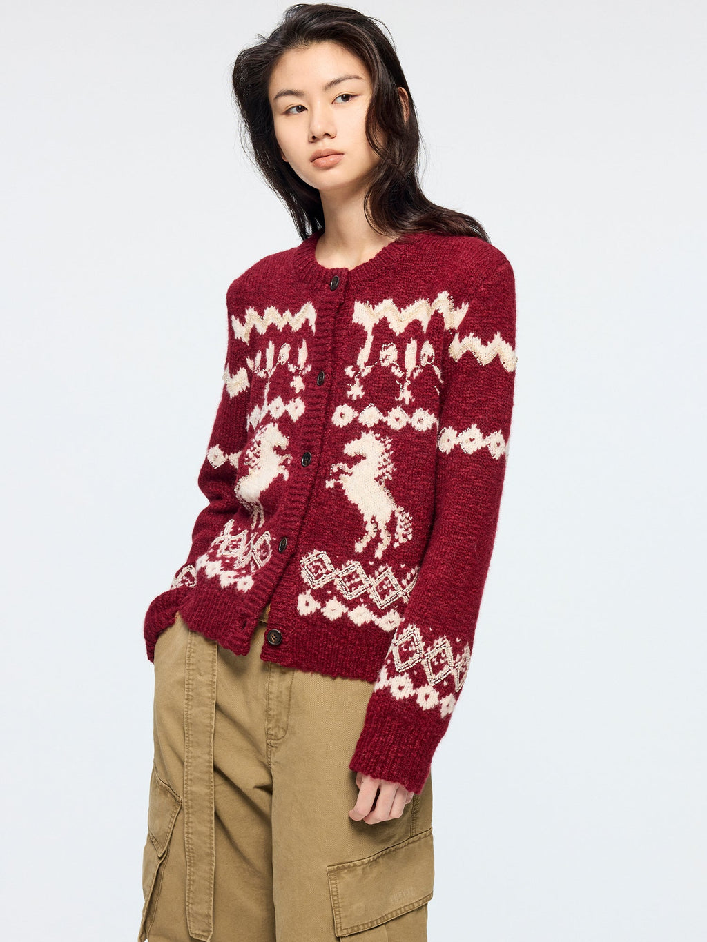Year of the Horse limited beaded fair isle cardigan