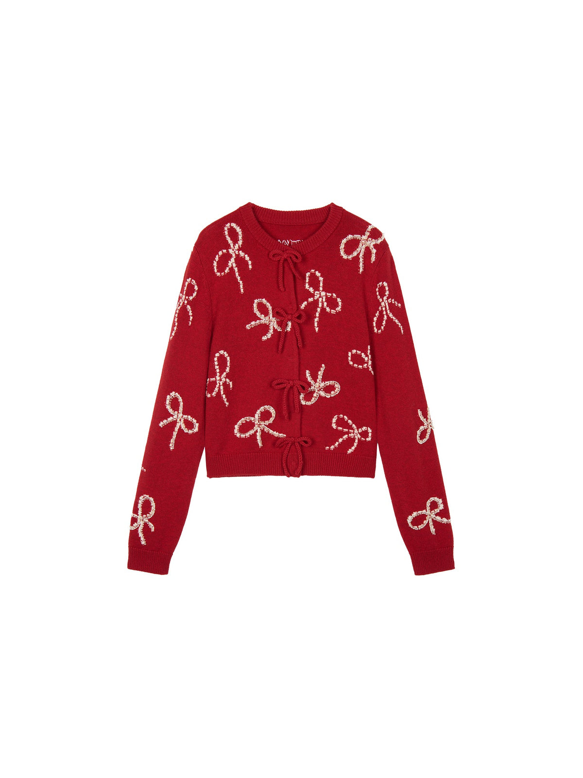 Beaded embroidered bow cardigan