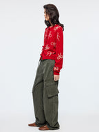 Beaded embroidered bow cardigan