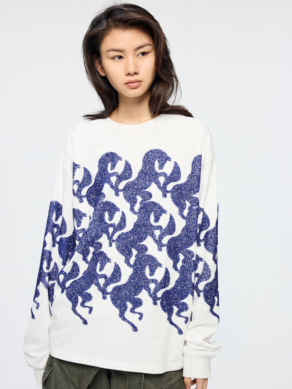 Year of the Horse limited sequin embroidered long sleeve t-shirt