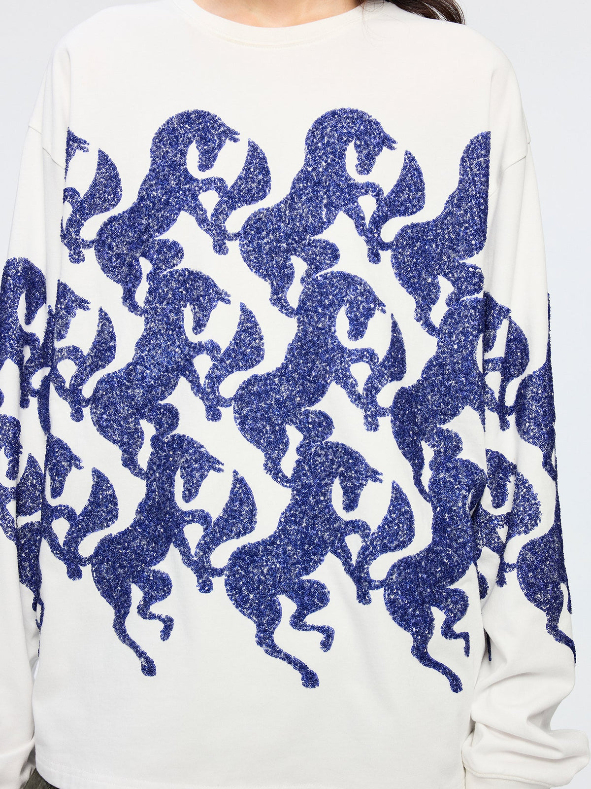Year of the Horse limited sequin embroidered long sleeve t-shirt