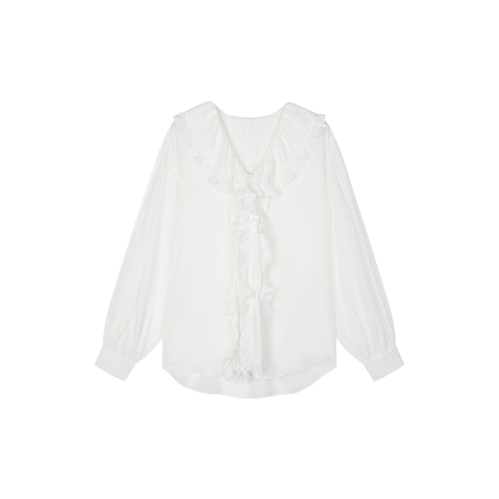 Ruffle ribbon shirt