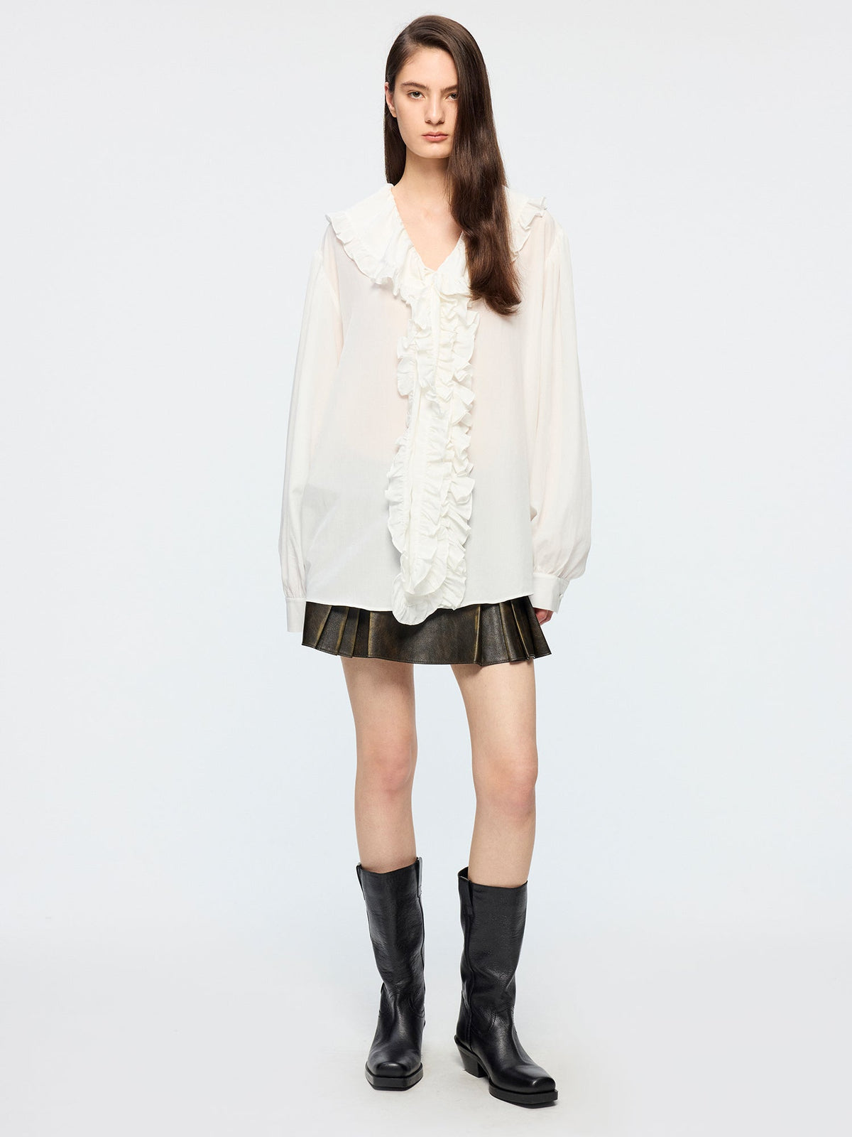 Ruffle ribbon shirt