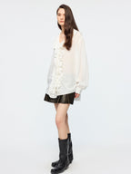 Ruffle ribbon shirt