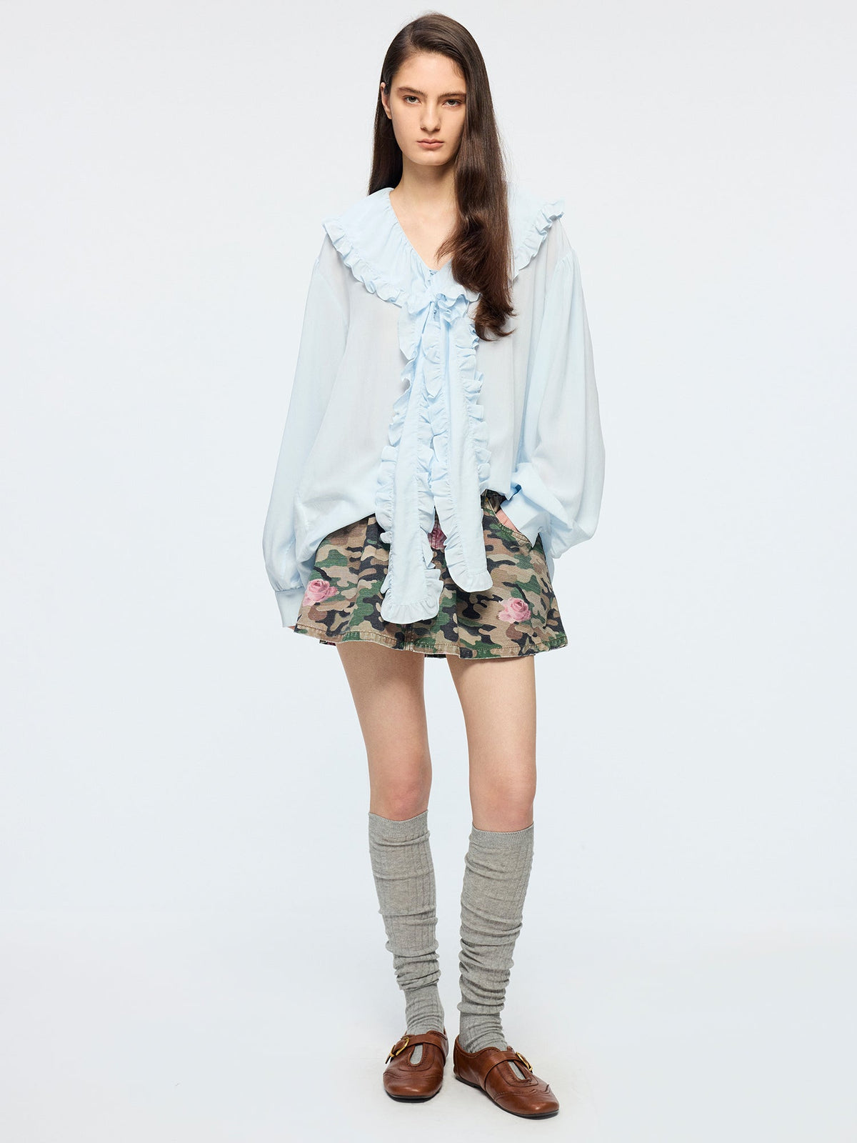 Ruffle ribbon shirt