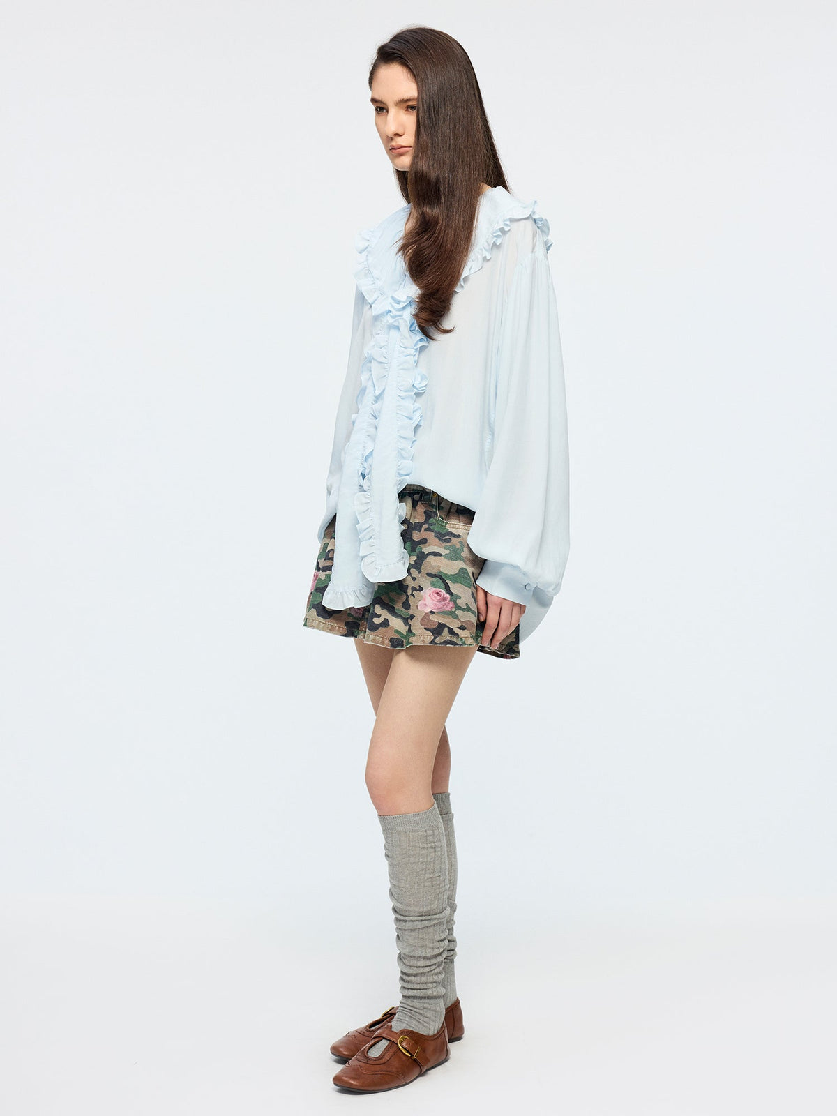 Ruffle ribbon shirt