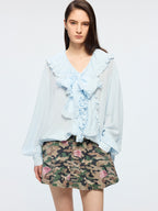 Ruffle ribbon shirt