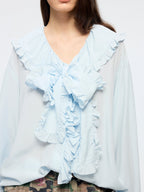 Ruffle ribbon shirt