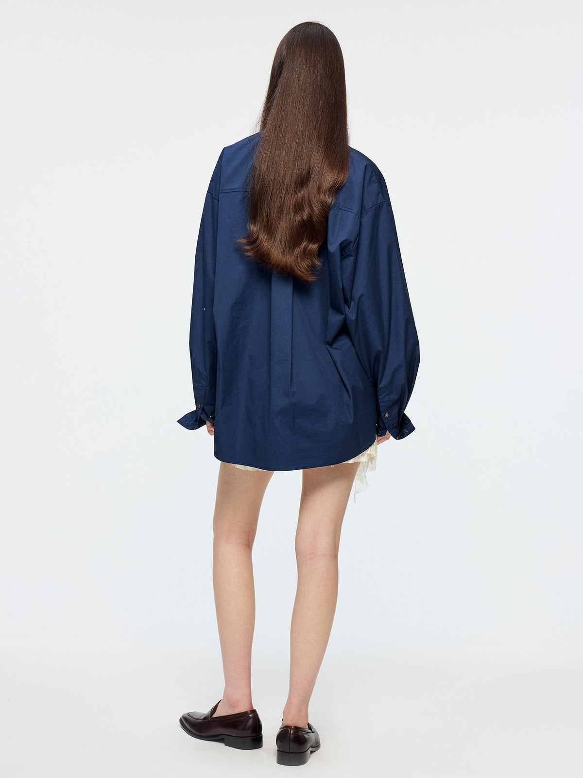 Beaded embroidered bird drawstring shirt