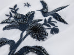 Beaded embroidered bird drawstring shirt