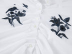 Beaded embroidered bird drawstring shirt