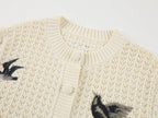 Embroidered bird cardigan