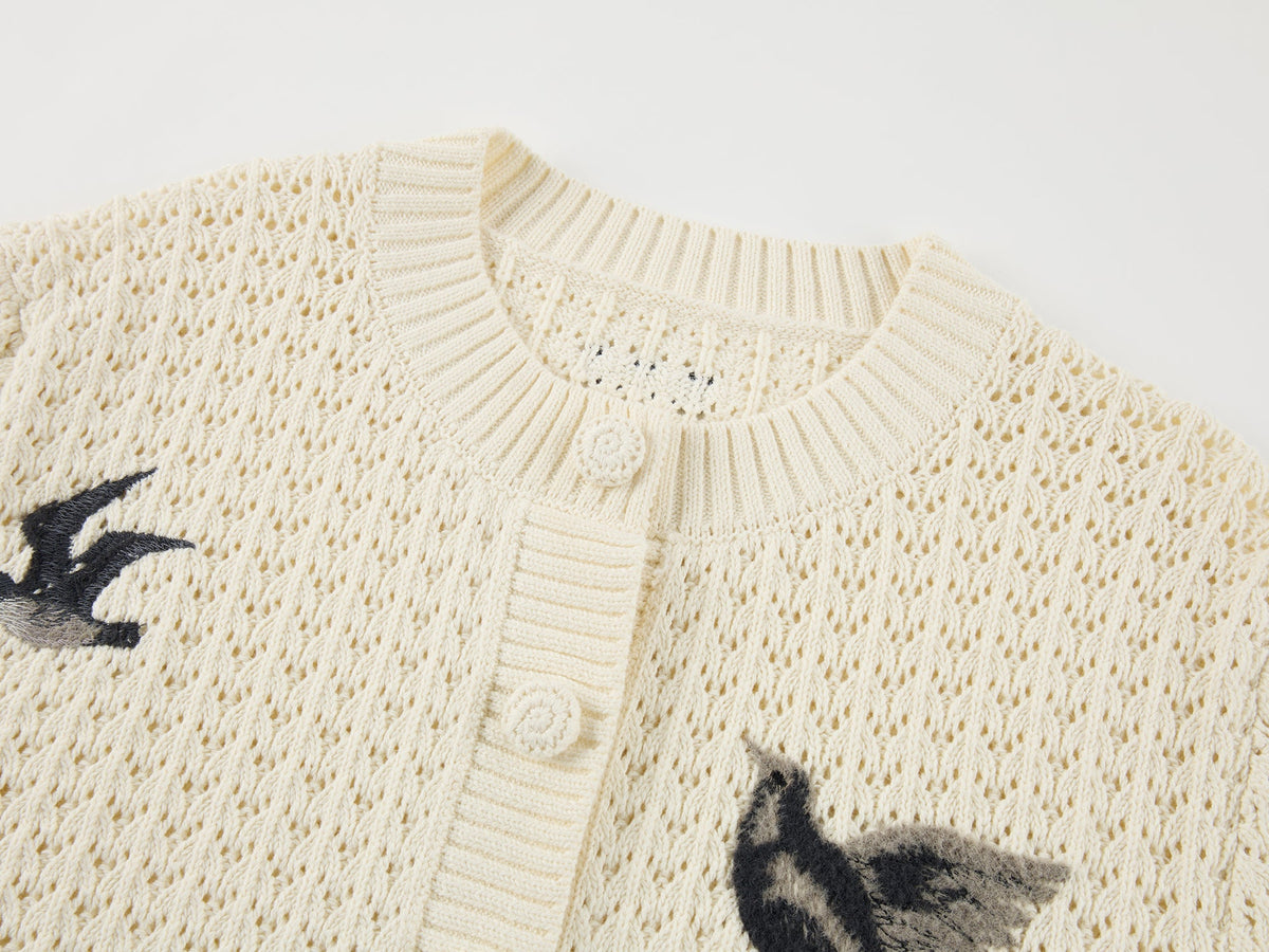 Embroidered bird cardigan