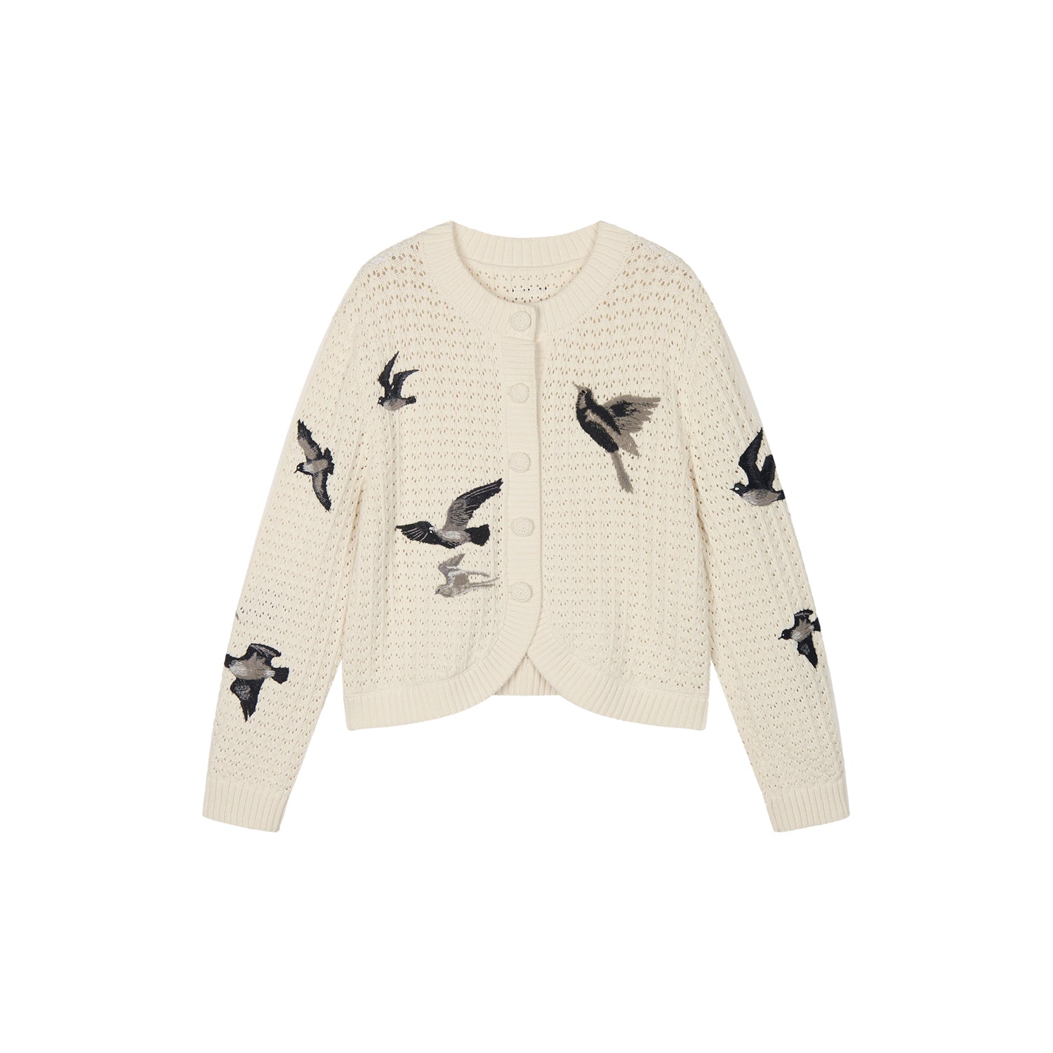 Embroidered bird cardigan