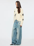 Embroidered bird cardigan