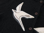 Origami bird wool applique cardigan