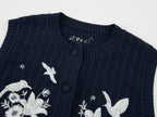 Beaded embroidered bird knit vest