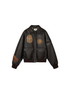 Fantasy badge leather bomber jacket