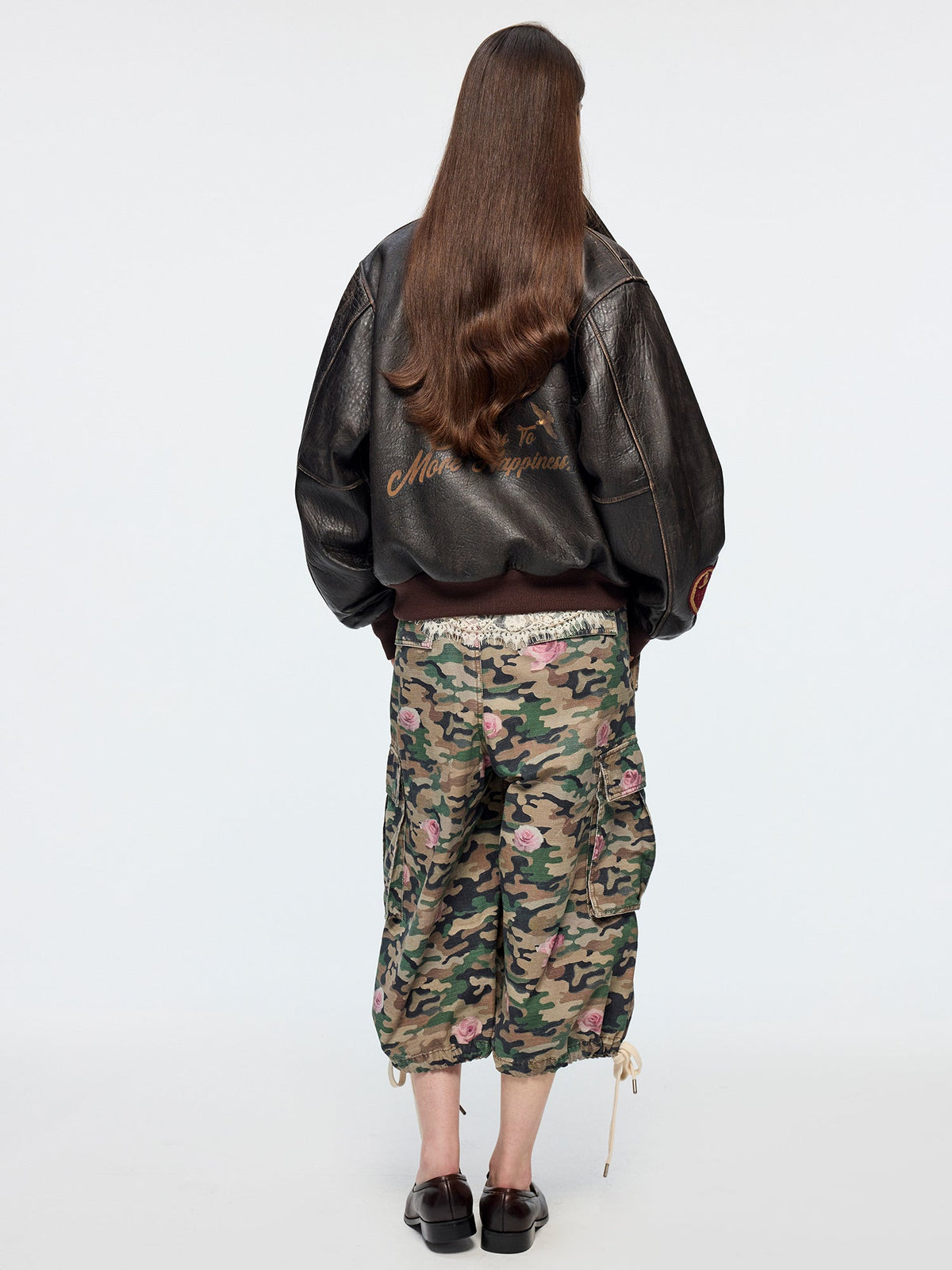 Fantasy badge leather bomber jacket